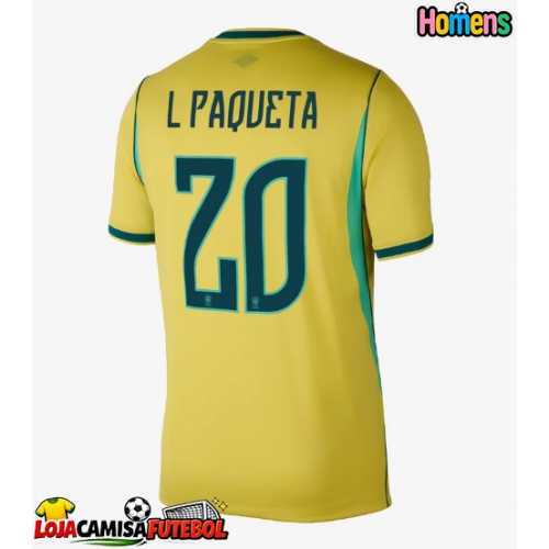 Camisa de Futebol Brasil Lucas Paqueta #20 Equipamento Principal Mundo 2026 Manga Curta
